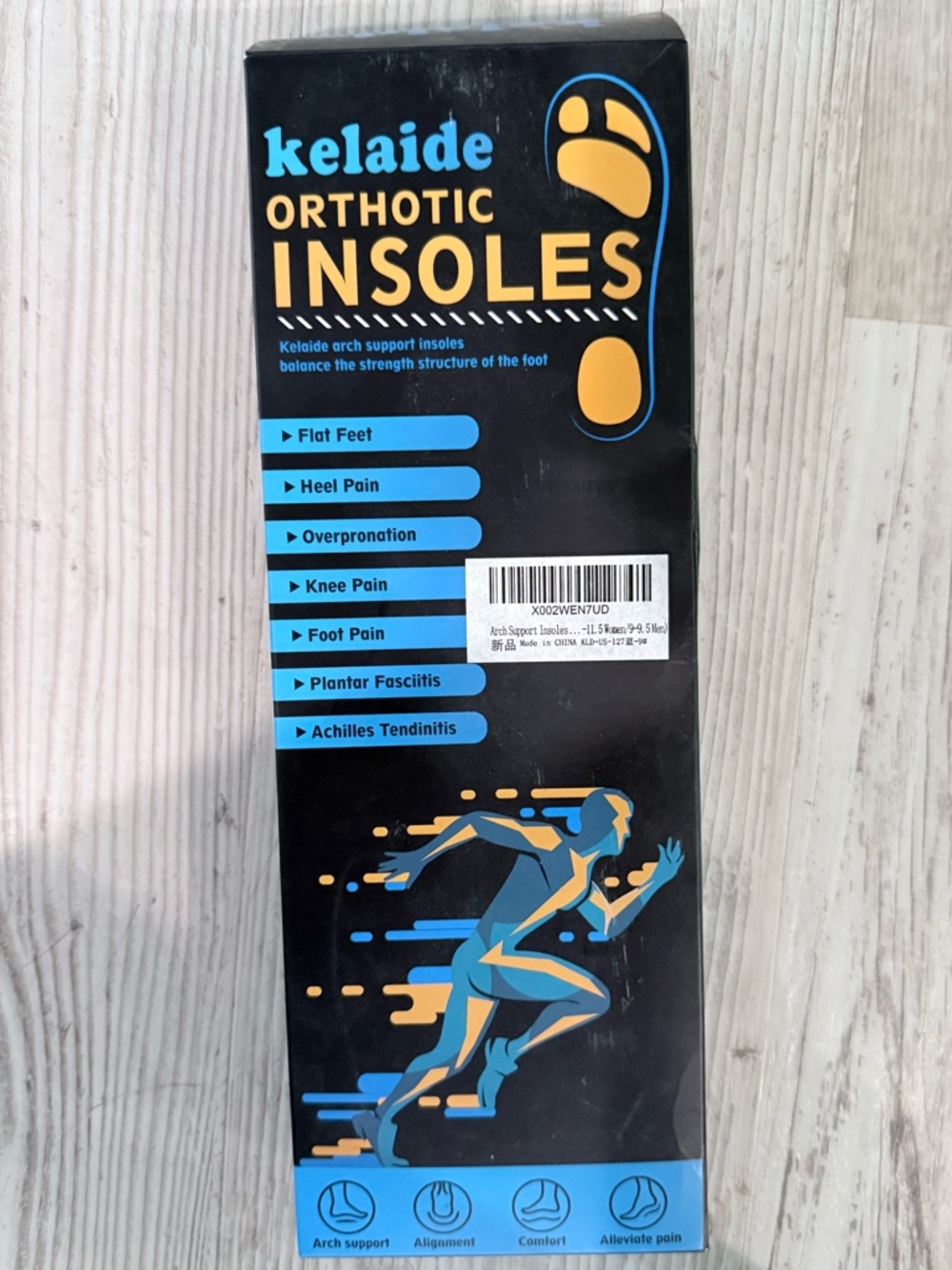 Orthotic Insoles - Black and Blue Support Insoles for Men